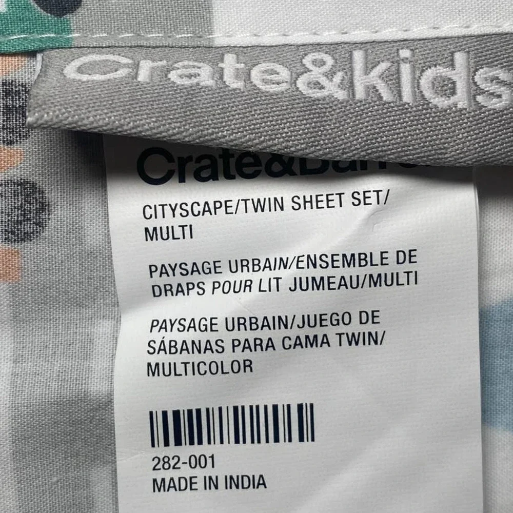 NWOT Crate & Barrel CityScape Building Cotton Twin FLAT SHEET ONLY